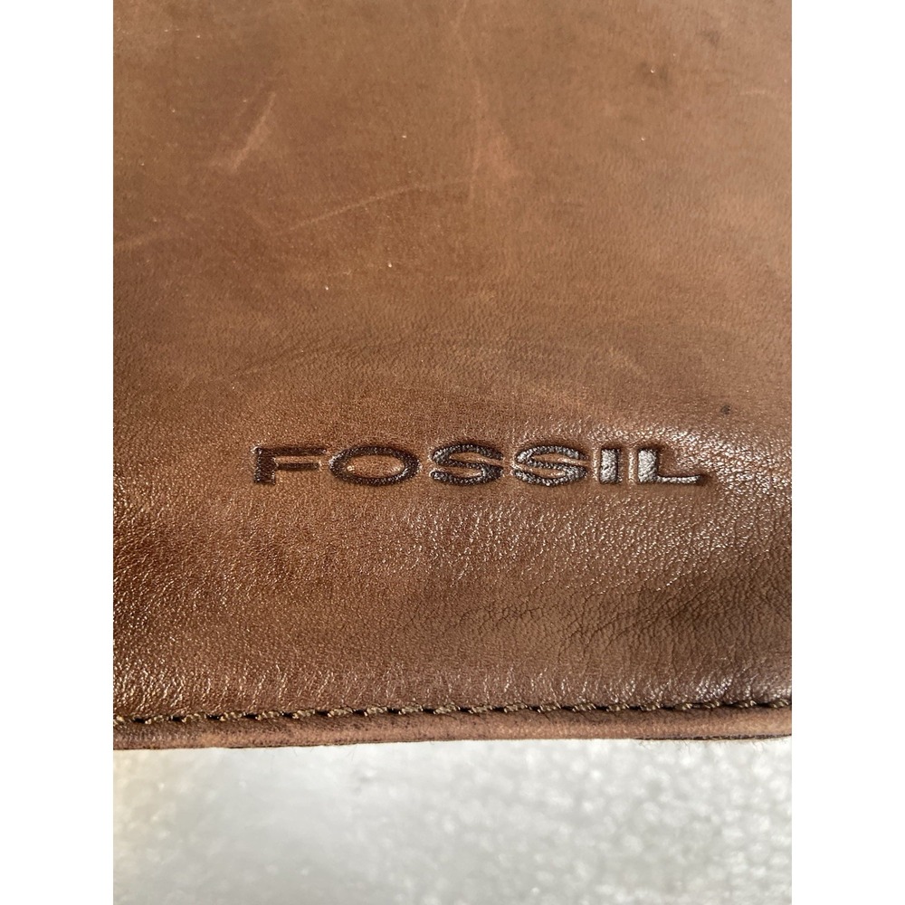 Vintage FOSSIL Brown Genuine Leather Crossbody Purse Handbag, Pre-Owned - Picture 10 of 17